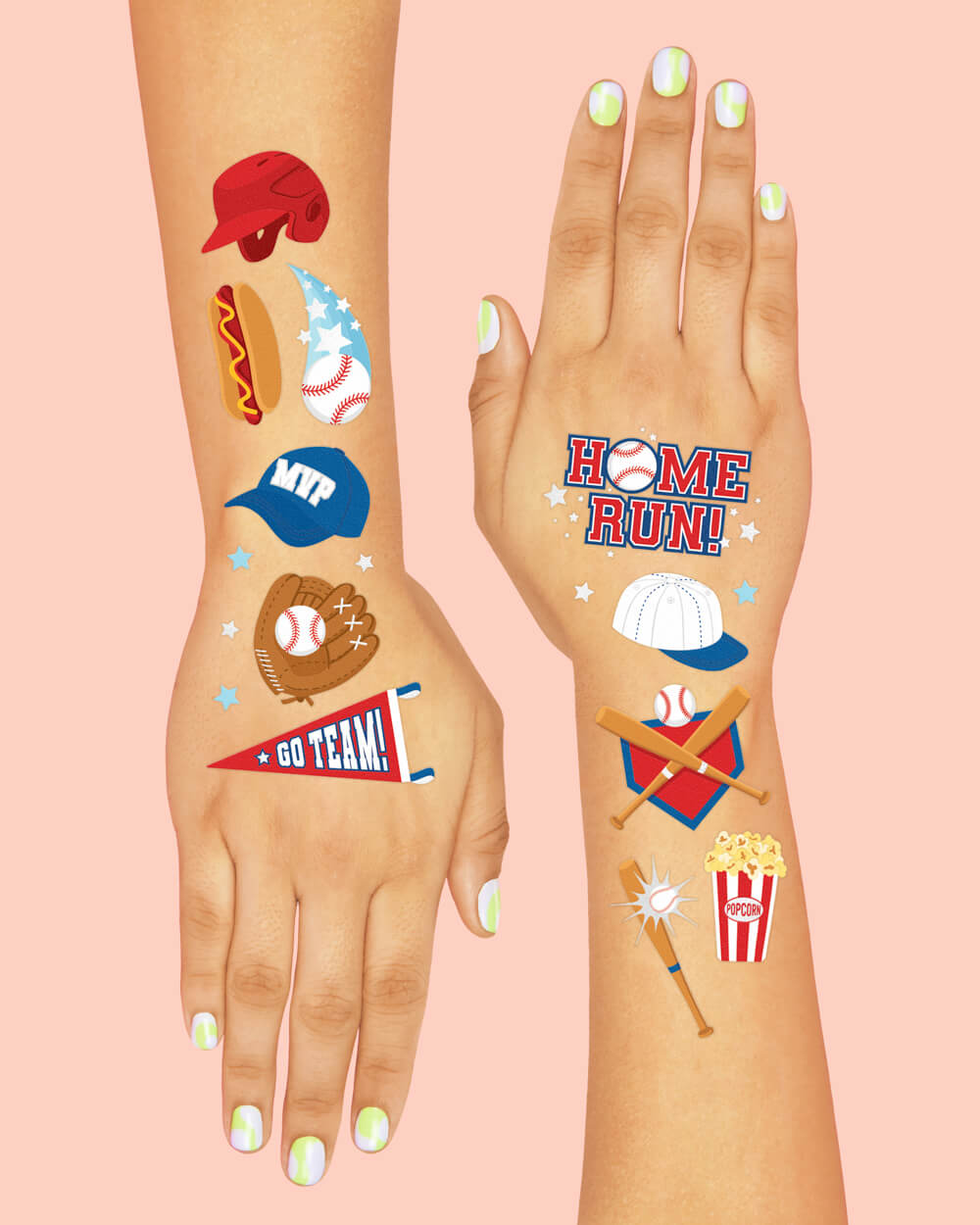 Home Run Tats - 50 temporary tattoos