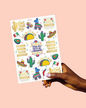 Let's Fiesta Tats - 40 foil temporary tattoos