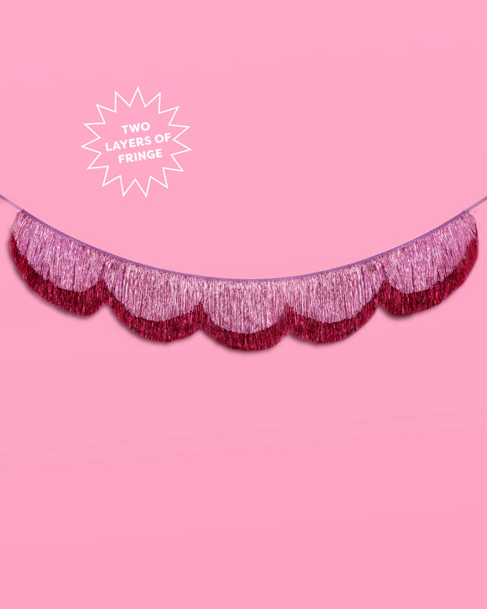 Tickled Pink Fringe - scalloped banner