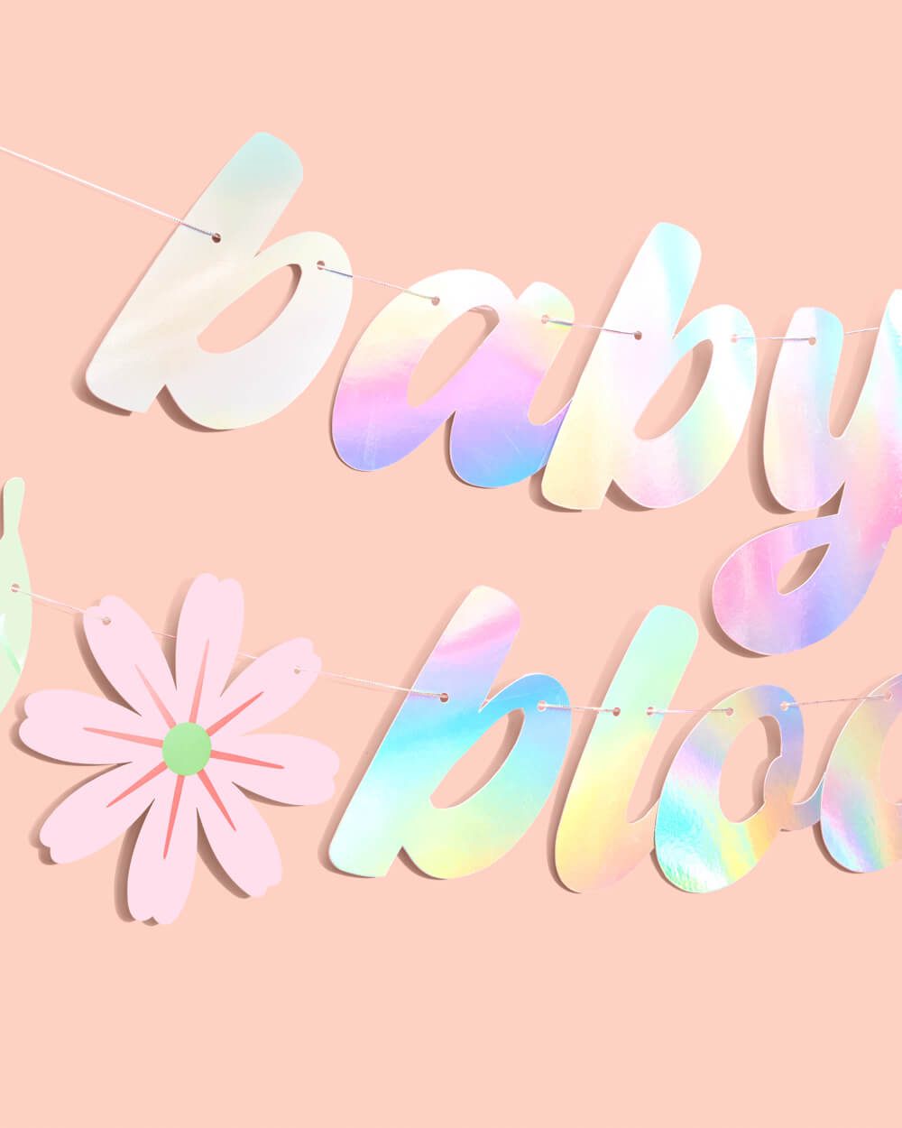 Baby In Bloom Banner - iridescent foil banner