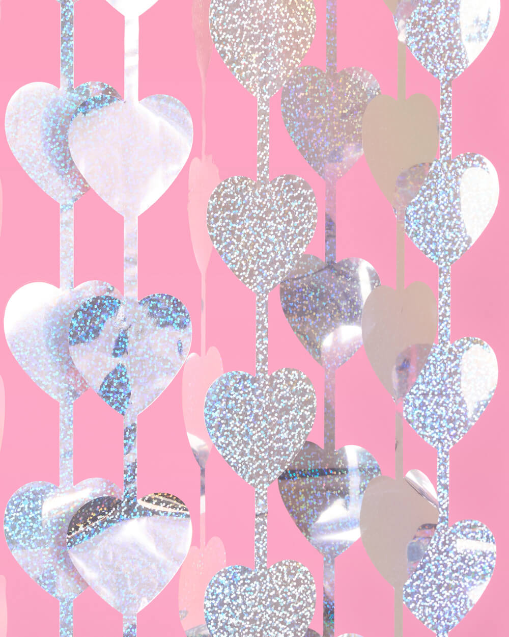 Shimmer Heart Curtain - iridescent foil curtain