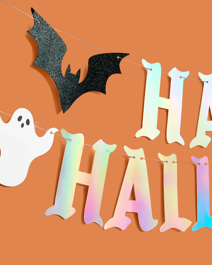 Happy Halloween Banner - iridescent foil banner