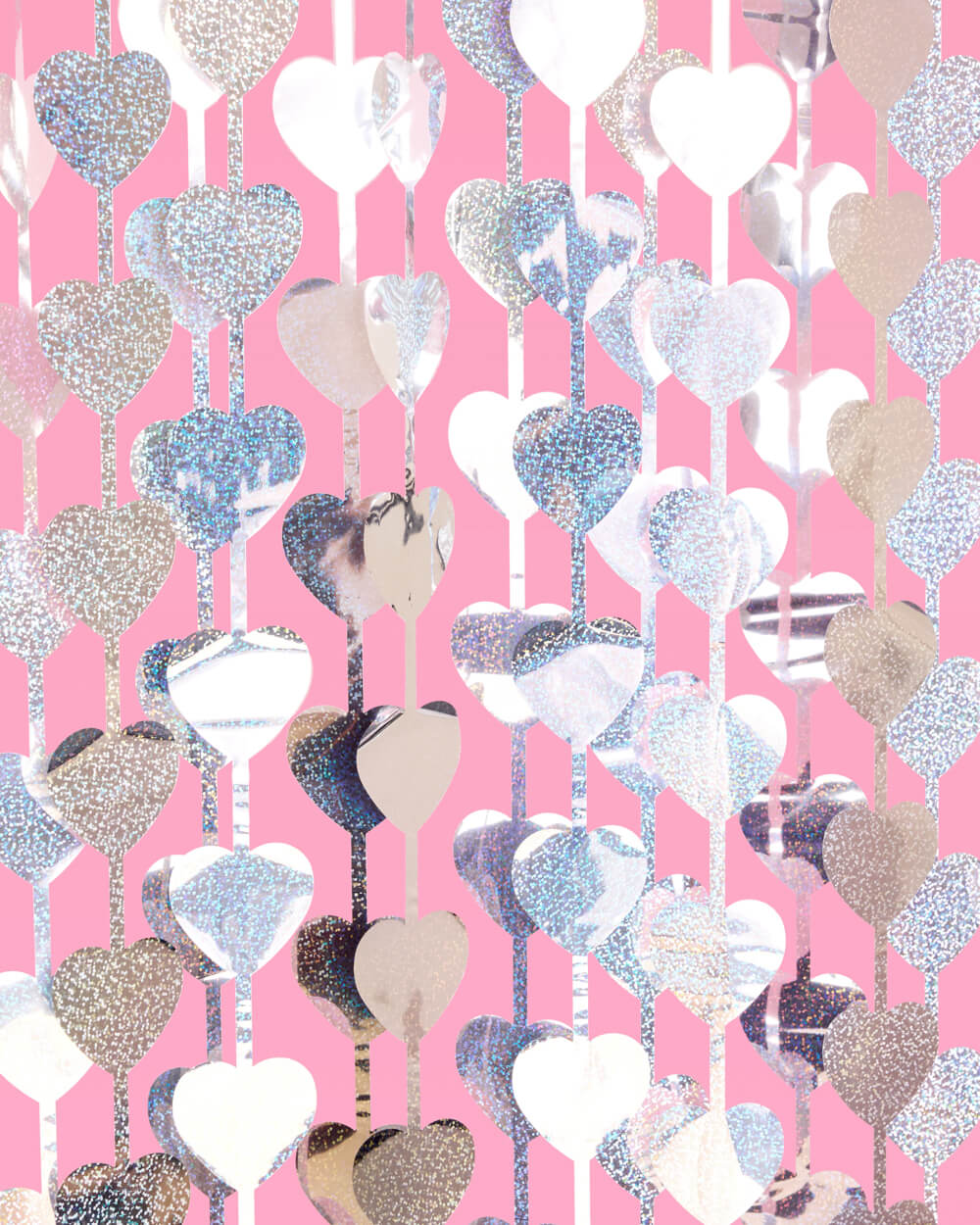 Shimmer Heart Curtain - iridescent foil curtain