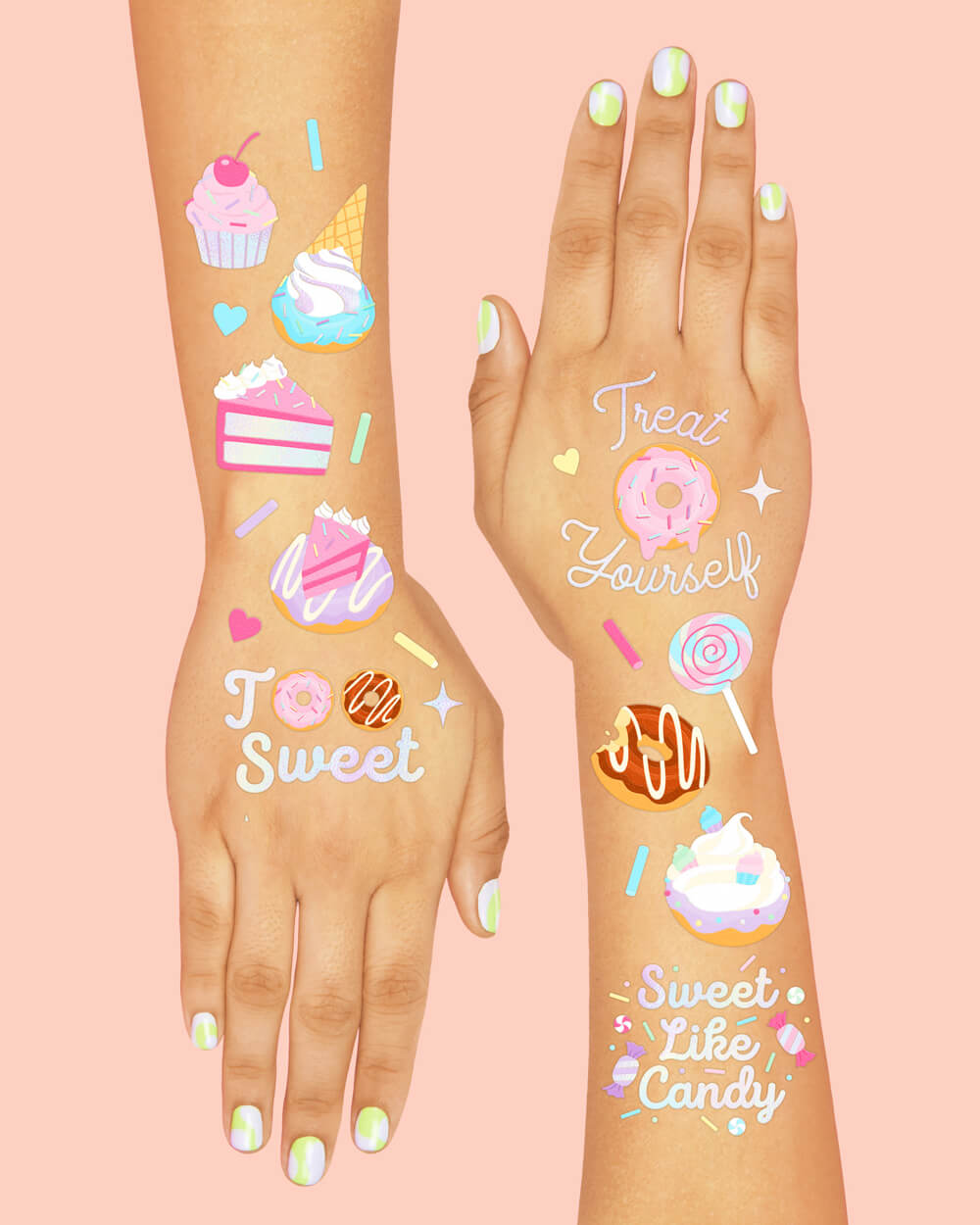 Too Sweet Tats - 48 foil temporary tattoos