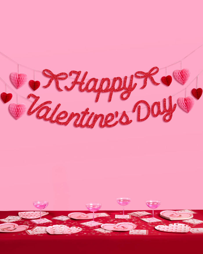 Happy Valentine's Day Banner - 3D glitter banner